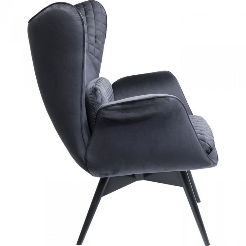 Armchair Tudor Velvet Black